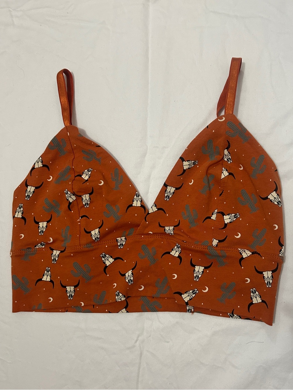 Rust Cactus & Bull Skull Bralette Tank Top